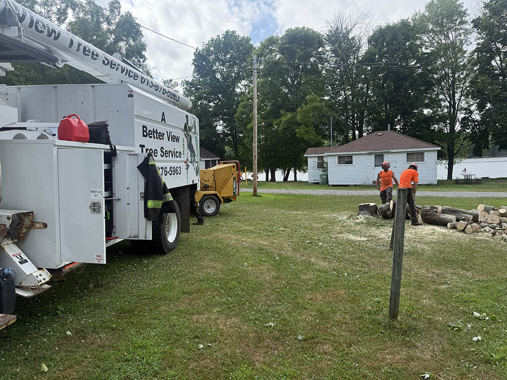 A Better View Tree Service equipment on a tree removal project